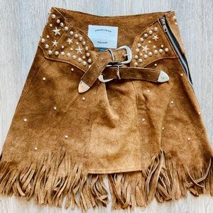 Understated Leather Paris Texas Studded Skirt Tan